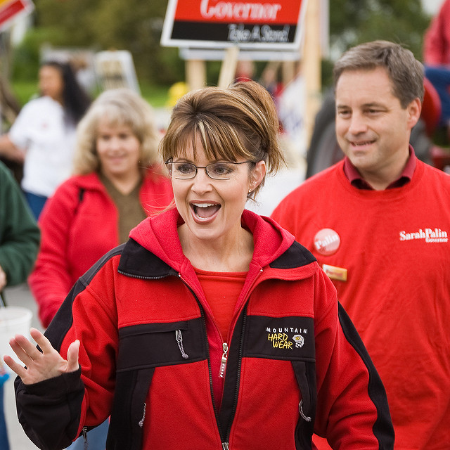 Sarah Palin with happy grin.