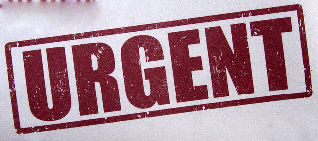 A sign with the word "urgent."