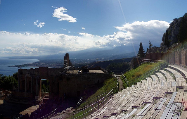A ancient Greek outdoor theater.