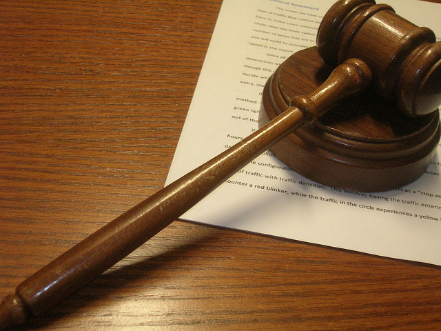 A gavel and block.